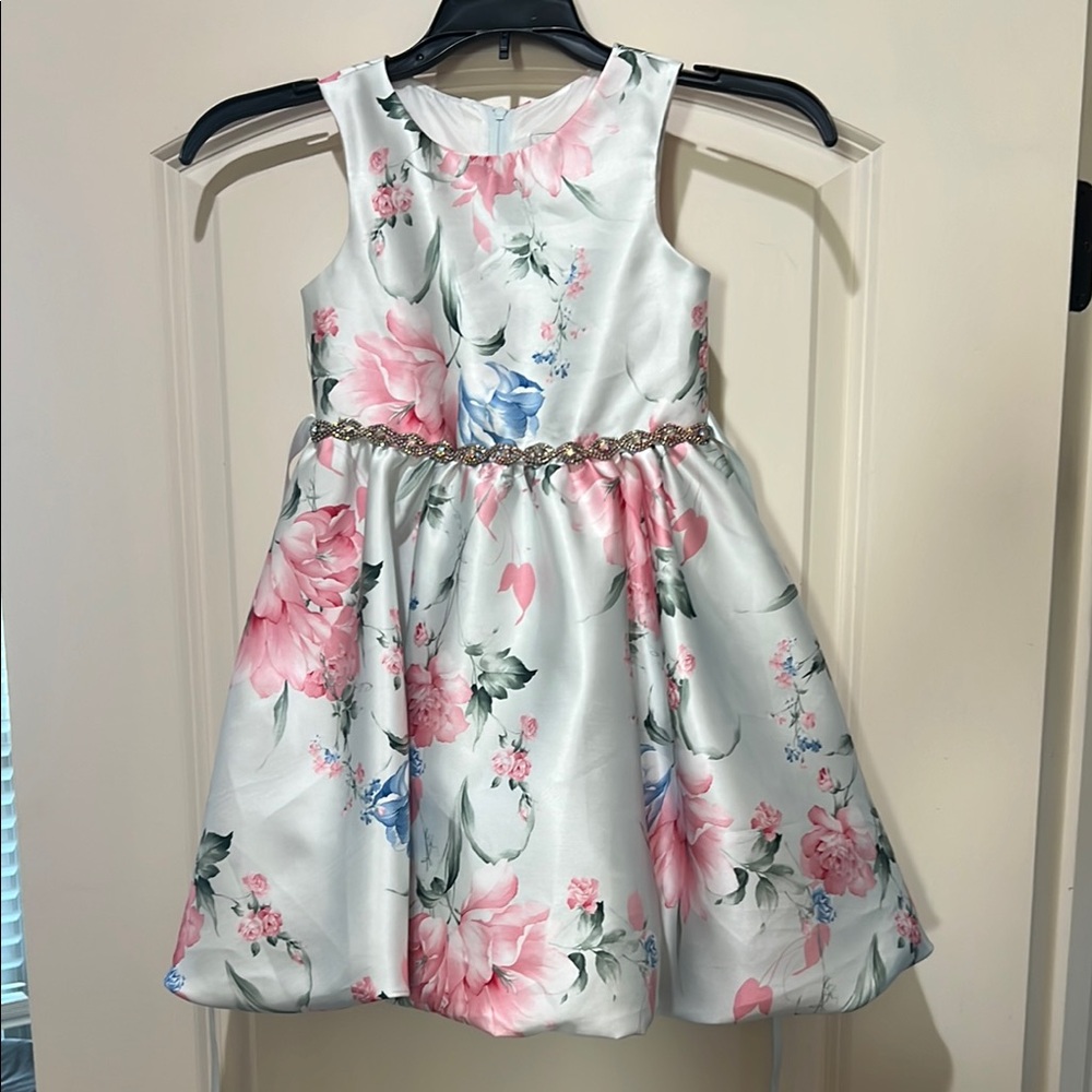 Floral Pink and Blue Kids Dress